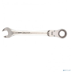 MATRIX Ключ комбинированный трещоточный, 27 мм, CrV, шарнирный, зерк.хром [14872]