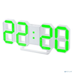 Perfeo LED часы-будильник "LUMINOUS", белый корпус / зелёная подсветка (PF-663)