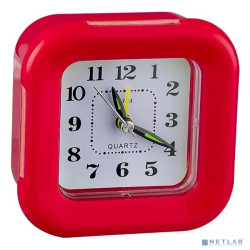 Perfeo Quartz часы-будильник "PF-TC-003", квадратные 9,5*9,5 см, подсветка, красные