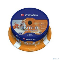 Verbatim  Диск DVD-R  4,7Gb 16x Cake Box Printable (25шт) (43538)