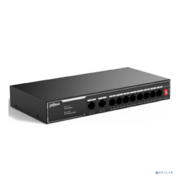 DAHUA DH-SF1010LP 10-портовый неуправляемый коммутатор с РоЕ, 8xRJ45 100Mb PoE, 2xRJ45 100Mb uplink, суммарно 65Вт, коммутация 2 Гбит/с, MAC-таблица 2K, металл