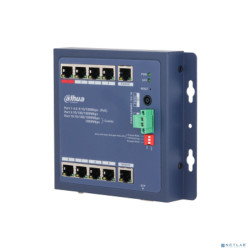 DAHUA DH-CHS4110-8ET-90-F 8-портовый PoE коммутатор управляемый: 8 RJ45 10/100Мбит/с , 1 RJ45 10/100/1000Мбит/с, 1 комбинированный SFP/RJ45 10/100/1000Мбит/с  до 90Вт IP30, IK06; плоский