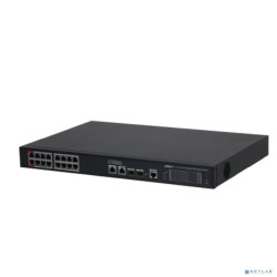 DAHUA DH-S4220-16GT-240 20-портовый гигабитный управляемый коммутатор с PoE, уровень L2, 16xRJ45 1Gb PoE, 2xRJ45 1Gb, 2xSFP 1Gb, суммарно до 240Вт, коммутация 56 Гбит/с, MAC-таблица 8к