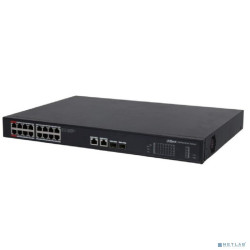 DAHUA DH-PFS3220-16GT-190 20-портовый управляемый гигабитный коммутатор с PoE, уровень L2, 16xRJ45 1Gb PoE, 2xRJ45 1Gb + 2xSFP 1Gb uplink, суммарно 190Вт, коммутация 52 Гбит/с, MAC-таблица 8К, металл