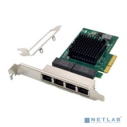 ORIENT XWT-BM19L4PE4, Сетевая карта PCI-Ex4 v2.0 4xRJ45 Gigabit Ethernet, Broadcom BCM5719 chipset, 10/100/1000 Мбит/с, 2 планки крепления в комплекте (31308)