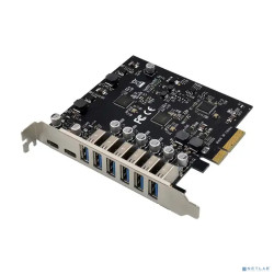 ORIENT AM-U3142PE-6A2C, Контроллер PCI-Ex4 v3.0, USB 3.2 Gen2, скорость до 10 Гбит/с, 8-port ext (6xType-A + 2xType-C), ASM3142+VL820-Q8 chipset, Self powered (33230)