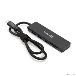 Exegate EX297632RUS Док-станция 4-в-1 ExeGate DUB-2213C/CR (кабель-адаптер USB Type-C --> 2xUSB2.0+ 1xUSB3.0+Card Reader, Plug&Play, черный)
