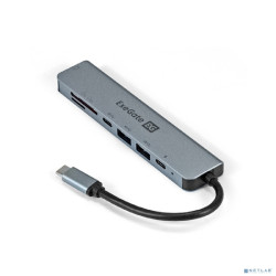 Exegate EX293983RUS Док-станция ExeGate DUB-21C/PD/CR/H (кабель-адаптер USB Type-C --> 2xUSB3.0 + Card Reader + PD 100W + HDMI 4K@60Hz, Plug&Play, серый)