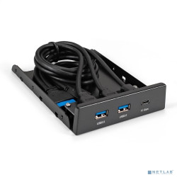 Exegate EX295471RUS Планка USB на переднюю панель ExeGate U3H-616, 3,5", 2*USB3.0+1*TypeC, черная, металл, подсоединение к мат. плате"