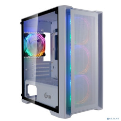 Powercase Alisio Micro X4W, Tempered Glass, 4х 120mm 5-color fan, белый, mATX  (CAMIW-L4)