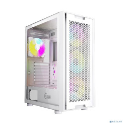 Powercase CAXW-L4 Корпус Alisio X4W, Tempered Glass, 4x 120mm 5-color fan, белый, ATX  (CAXW-L4)
