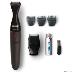PHILIPS MG1100/16  Компактный триммер для бороды, работа от батареек,3 гребня (1-3-5мм), насадка-бритва, черный.