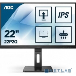 LCD AOC 21.5" 22P2Q Black с поворотом экрана {IPS, 1920x1080, 75Hz, 4 ms, 178°/178°, 250 cd/m, 50M:1, +DVI, +HDMI, +2xDisplayPort 1.2, +4xUSB 3.2 2x2W}