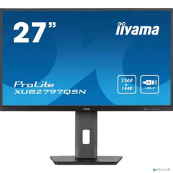 LCD IIYAMA 27" XUB2797QSN-B1 черный {IPS 2560x1440 100Hz 1ms 250cd HDMI DisplayPort USB3.2 USB-C3.2(65W) USB-C3.2(15W) RJ-45 2x2W HAS Pivot}