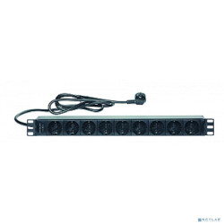 EUROLAN 60A-61-01-09BL Блок распределения питания базовый 19" 1U 16/230, 9 Schuko, Schuko, шнур 1.8 метр