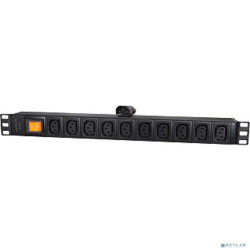 EUROLAN 60A-61-04-10BL Блок распределение питания базовый 1U 10/230, 10 C13, C14, шнур 3 метра, выключатель