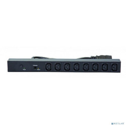 EUROLAN 60A-64-54-08BL Блок распределения питания базовый PRO 1U 10/230, 8 С13