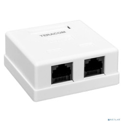 EKF TRC-WBOX-2RJ45-5EUTP-WH Розетка настенная TERACOM Cat.5E неэкранированная 2 порта RJ-45 Dual IDC белая