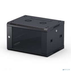 NEOMAX Шкаф телекоммуникационный   настенный 6U (600х450), стеклянная дверь, замок-ключ (3 шт), разборный, цвет черный (1 коробка)[NCB-WM6U-6045GK3-100-BK]
