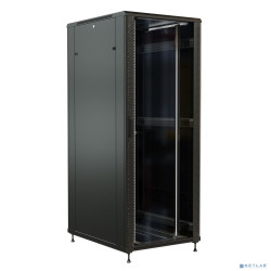 WRline Шкаф напольный 19-дюймовый, 32U, 1610x800x1200 мм , передняя стеклянная дверь со стальными перфорированными боковинами, задняя дверь сплошная, цвет черный (RAL 9004) (разобранный)