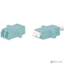 Hyperline FA-P11Z-DLC/DLC-N/WH-AQ Оптический проходной адаптер LC-LC, MM (OM3), duplex, корпус пластиковый, голубой (aqua), белые колпачки