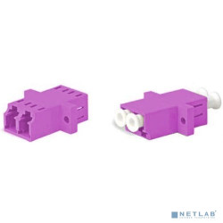 Hyperline FA-P11Z-DLC/DLC-N/WH-MG Оптический проходной адаптер LC-LC, MM (OM4), duplex, корпус пластиковый, пурпурный (magenta), белые колпачки