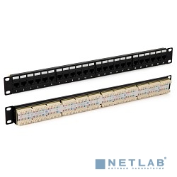 Hyperline PP3-19-48-8P8C-C5E-110D Патч-панель 19", 2U, 48 портов RJ-45, категория 5e, Dual IDC, ROHS, цвет черный