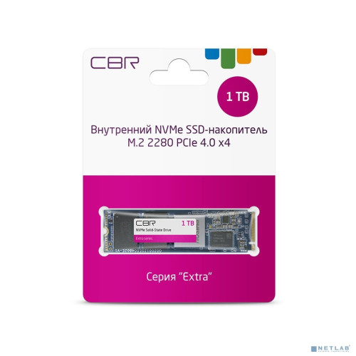 CBR SSD-001TB-M.2-EX22, Внутренний SSD-накопитель, серия "Extra", 1000 GB, M.2 2280, PCIe 4.0 x4, NVMe 1.3, Phison PS5016-E16, 3D TLC NAND, DRAM, R/W speed up to 4950/4350 MB/s, TBW (TB) 1000