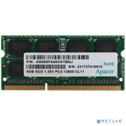 Apacer DDR3 SODIMM 8GB DV.08G2K.KAM PC3-12800, 1600MHz, 1.35V