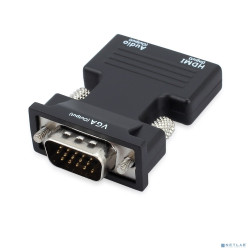 ORIENT C105, Адаптер HDMI F -> VGA 15M+Audio, для подкл.монитора/проектора к выходу HDMI, аудиокабель в комплекте, черный (31300)