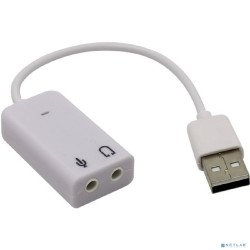 ORIENT Адаптер с кабелем AU-01SW, USB to Audio, 2 x jack 3.5 mm для подключения гарнитуры к порту USB, белый