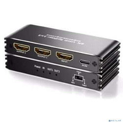ORIENT HSP0102H8L-2.1, HDMI разветвитель 1->2, UHD 8K/60Hz, 4K/120Hz, HDR10+, HDMI 2.1, 48 Гбит/с, HDCP2.3, EDID управление, внешний БП, метал..корпус (33324)