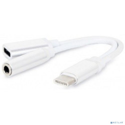 Cablexpert Переходник USB, USB Type-C/Jack3.5 F+ Type-C F, блистер (CCA-UC3.5F-02-W)