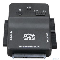 AgeStar 3FBCP1, Переходник 2.5"SSD+ 2.5"/3.5"IDE+ 2.5"/3.5"SATA->USB3.0  пластик, черный, BackUp, блок питания
