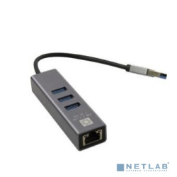 5bites Кабель-адаптер UA3-45-11BK USB3.0 сетевая карта / 3*USB3.0 / RJ45 1G / AL / GREY