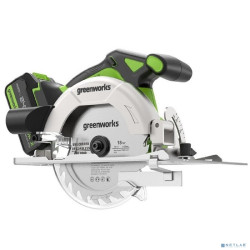 Greenworks GD24CS165 Дисковая пила 24V,б/щет,165х20мм, 4800 об/мин, рез 57мм,1х5Ач,ЗУ,кор [1501607CUG]