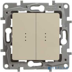 Legrand 672316 Выключатель/переключатель двухклавишный с подсветкой - Etika Plus - 10 A - 250 В~ - слоновая кость