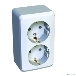 Systeme electric PA16-007B ЭТЮД О/У двойная РОЗЕТКА с заземлением без шторок 16А 250B, БЕЛЫЙ, Россия