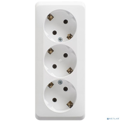 Systeme electric PA16-011B ЭТЮД O/У тройная РОЗЕТКА с заземлением без шторок 16А 250B, БЕЛЫЙ, Россия