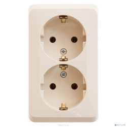 Systeme electric PA16-007K ЭТЮД О/У двойная РОЗЕТКА с заземлением без шторок 16А 250B, КРЕМОВЫЙ, Россия