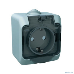 Systeme electric PA16-044C ЭТЮД IP44 O/У РОЗЕТКА с заземлением со шторками 16А 250B, СЕРЫЙ, Россия