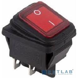 Rexant (36-2360) Выключатель клавишный 250V 15А (4с) ON-OFF красный  с подсветкой  ВЛАГОЗАЩИТА