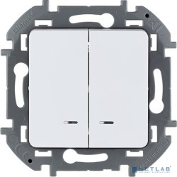 Legrand 673630 Выключатель двухклавишный с подсветкой/индикацией - INSPIRIA - 10 AX - 250 В~ - белый