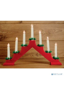 Neon-night 501-082 Новогодняя горка 7 свечек, цвет корпуса: Красный, цвет свечения: ТЕПЛЫЙ БЕЛЫЙ