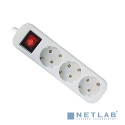 Defender Удлинитель S330 3.0 м, 3 розетки [99234] выключатель, с заземлением