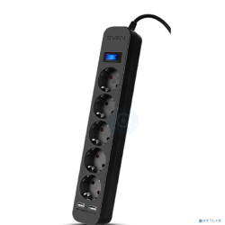 SVEN Фильтр SF-05LU 3.0 м (5 евро розеток,2*USB(2.4А)) черный, цветная коробка [SV-018849]