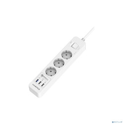 Harper Сетевой фильтр с USB зарядкой UCH-410 White QC3.0 (3 роз.,3м.,3xUSB (max 4.8A), 4000W) {H00003197}