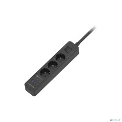 Harper Сетевой фильтр с USB зарядкой UCH-410 Black QC3.0 (3 роз.,3м.,3xUSB (max 4.8A), 4000W) {H00003198}