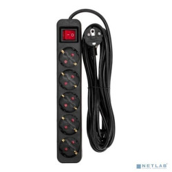 Rexant 13-4039 Удлинитель STANDARD 5 гнезд, 5м, 3х1,0мм?, с/з, с выключателем, черный