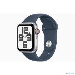 Apple Watch SE GPS + Cellular 40mm Silver Aluminium Case with Storm Blue Sport Band - S/M [MRGK3ZA/A]